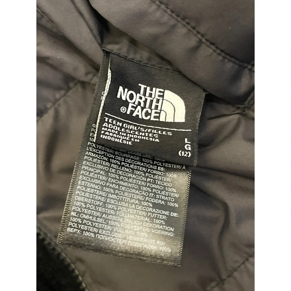 The North Face Teen Girls Mossbud Swirl Reversible Jacket Black Size L 12 Fleece